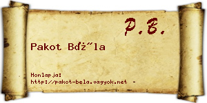 Pakot Béla névjegykártya